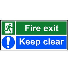 Fire Exit Keep Clear Sign - RPVC, 450 X 200mm